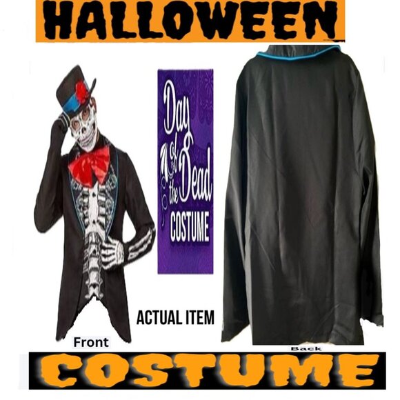🛑EL HOMBRE CALAVERA Halloween ➕🆒Party COSTUME Scary Holiday SUIT 💸BUY NOW‼️ - Picture 1 of 16